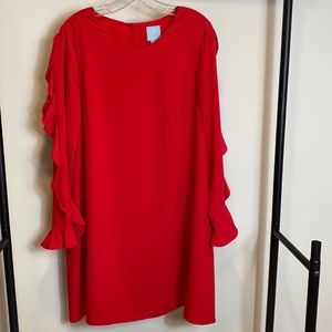 Cece red ruffle shift dress, size 12.